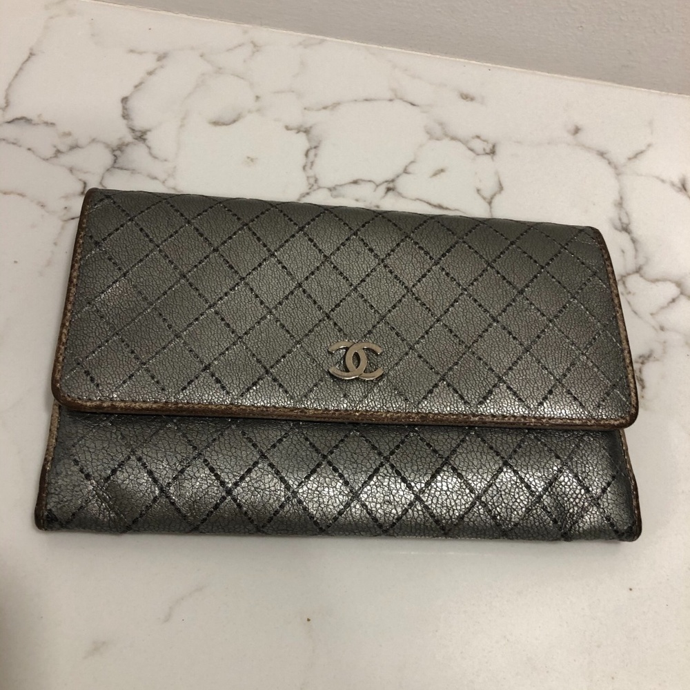 Chanel Silver Leather Wallet